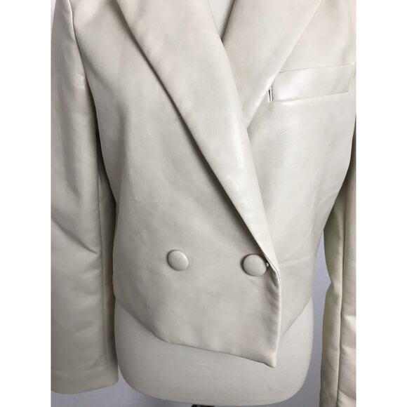 7 For All Mankind Jacket Vegan Leather Double Breast - Picture 3 of 10